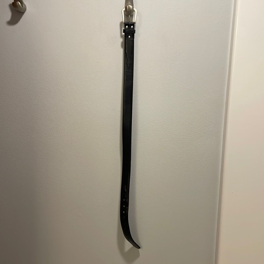 Womans black leather belt
